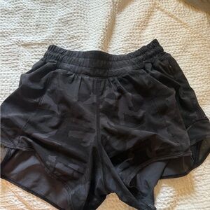 Low Rise 4 inch Black Camo Lululemon Shorts